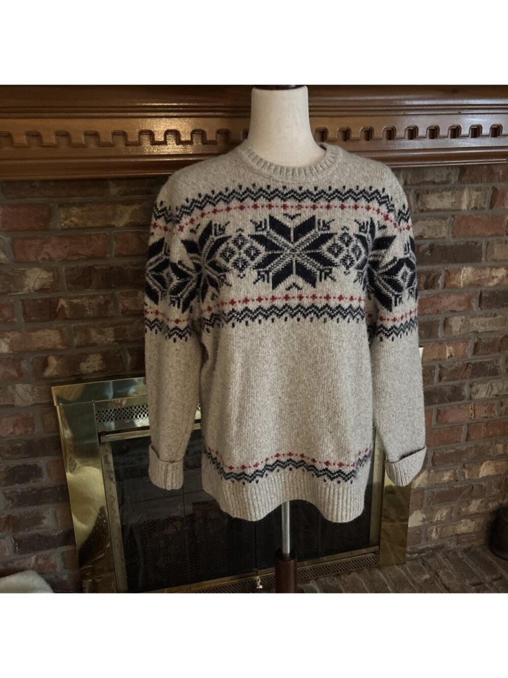abercrombie fitch Tan Fair Isle Wool Blend Sweater Women’s Size 2XL